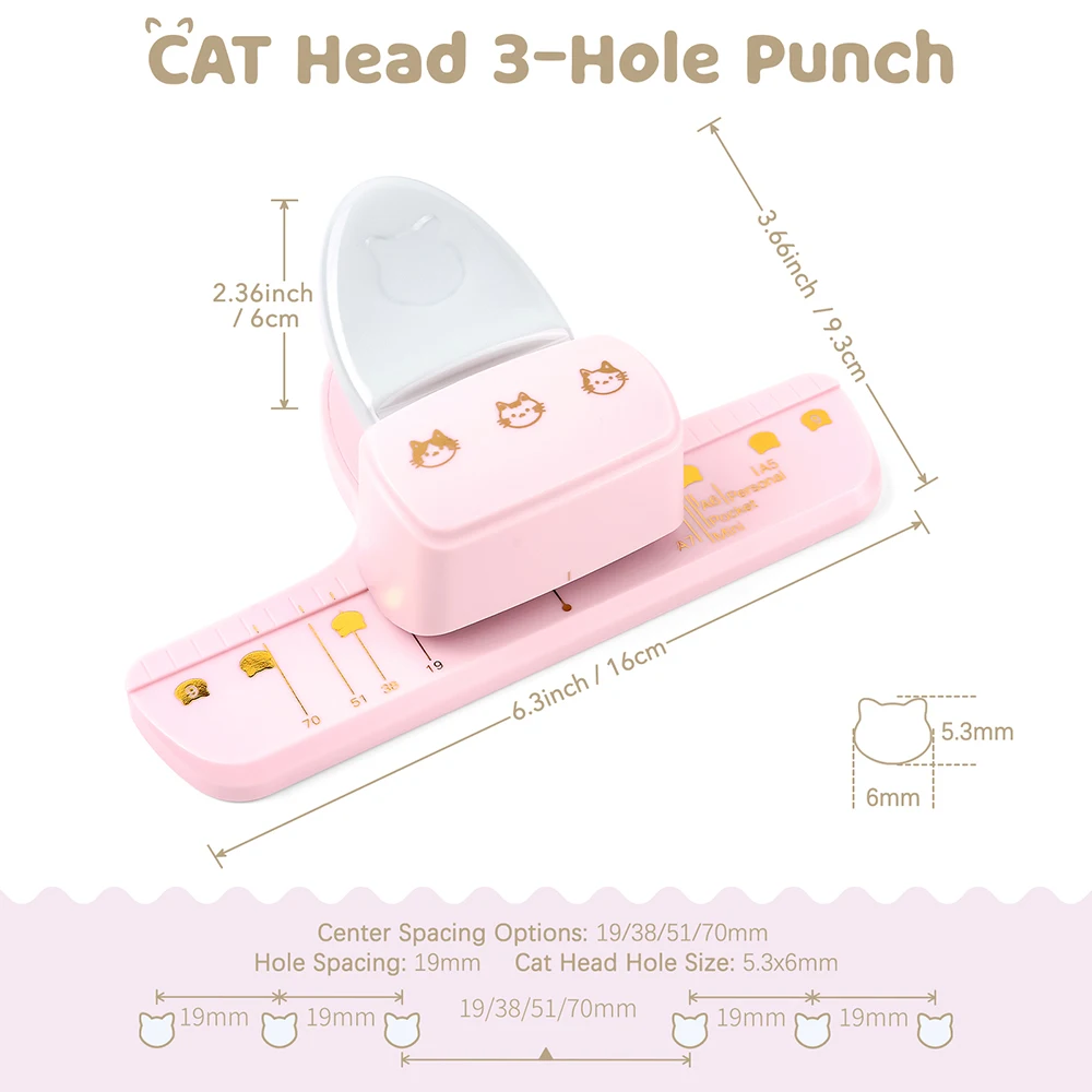 Cute Cat Head 3-Hole Punch for - Paper Punch 3 Hole 评论和价格